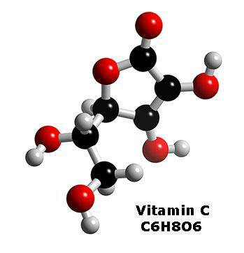 Vitamin C molecule, necessary for adequate collagen synthesis and coronary artery health.